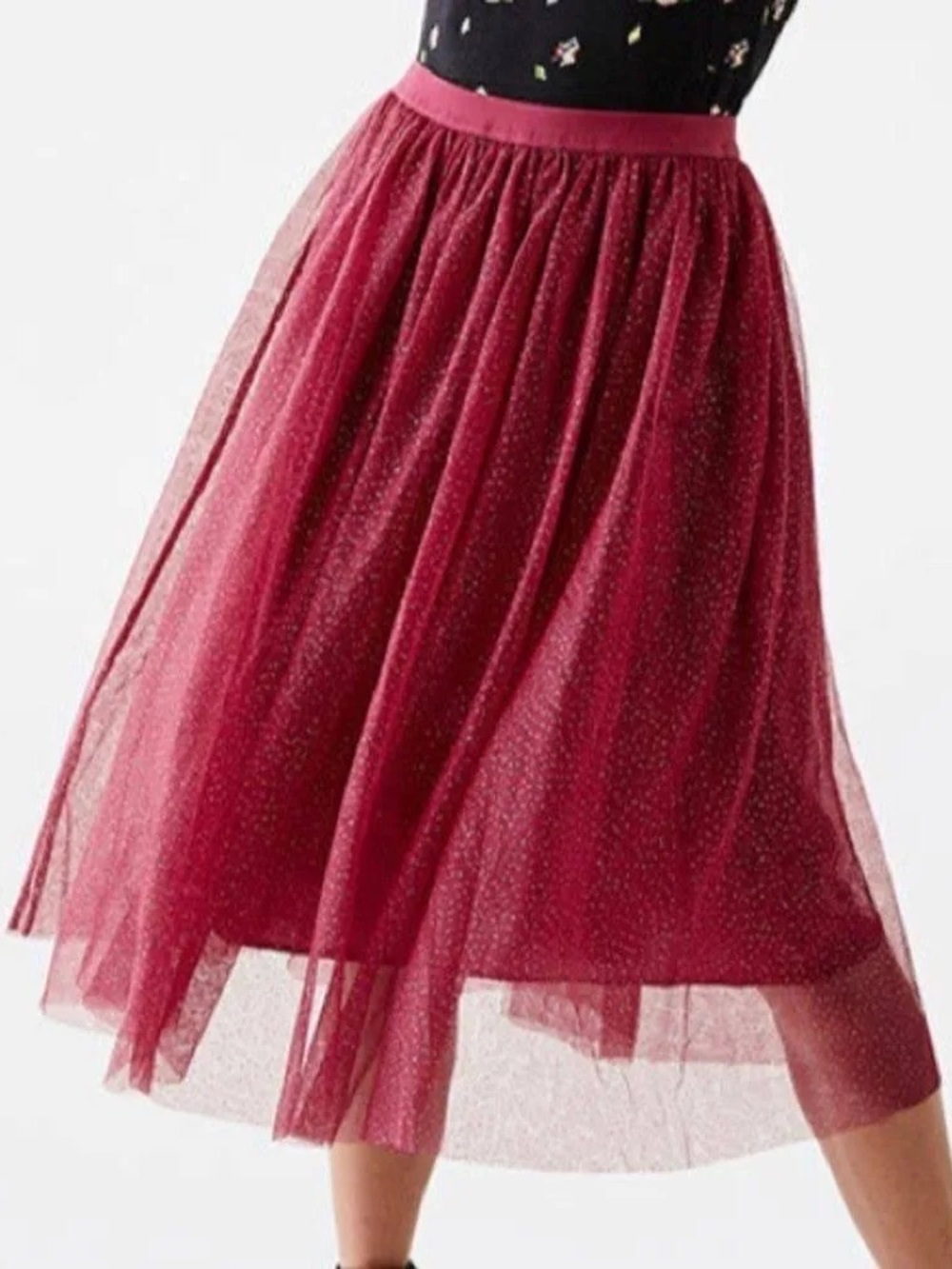 Matilda Jane Wine Red Sparkle Tulle Midi Skirt
